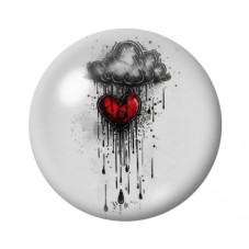 Cabochon en Verre Illustré Nuage Coeur Gothique 12 à 25mm  pour la Création de Bijoux Fantaisie - DIY