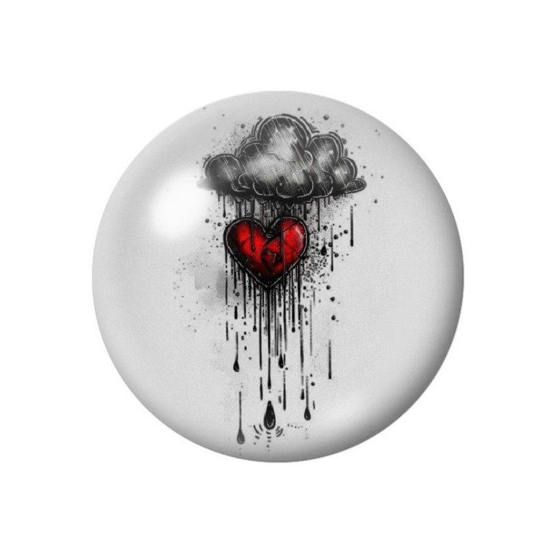 Cabochon en Verre Illustré Nuage Coeur Gothique 12 à 25mm