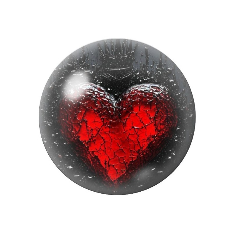 Cabochon en Verre Illustré Coeur Gothique 12 à 25mm