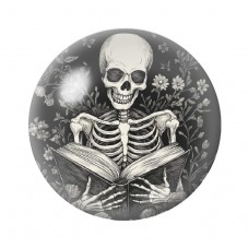 Cabochon en Verre Illustré Squelette Livre Gothique 12 à 25mm  pour la Création de Bijoux Fantaisie - DIY
