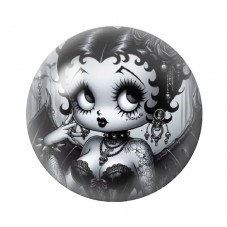 Cabochon en Verre Illustré Betty Boop Gothique 12 à 25mm  pour la Création de Bijoux Fantaisie - DIY