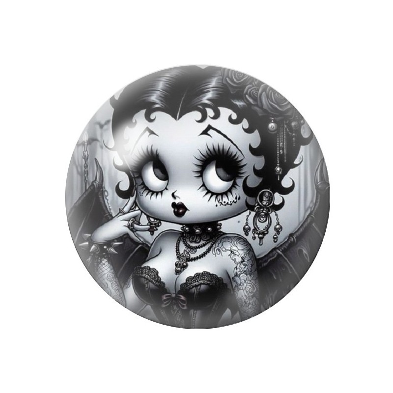 Cabochon en Verre Illustré Betty Boop Gothique 12 à 25mm