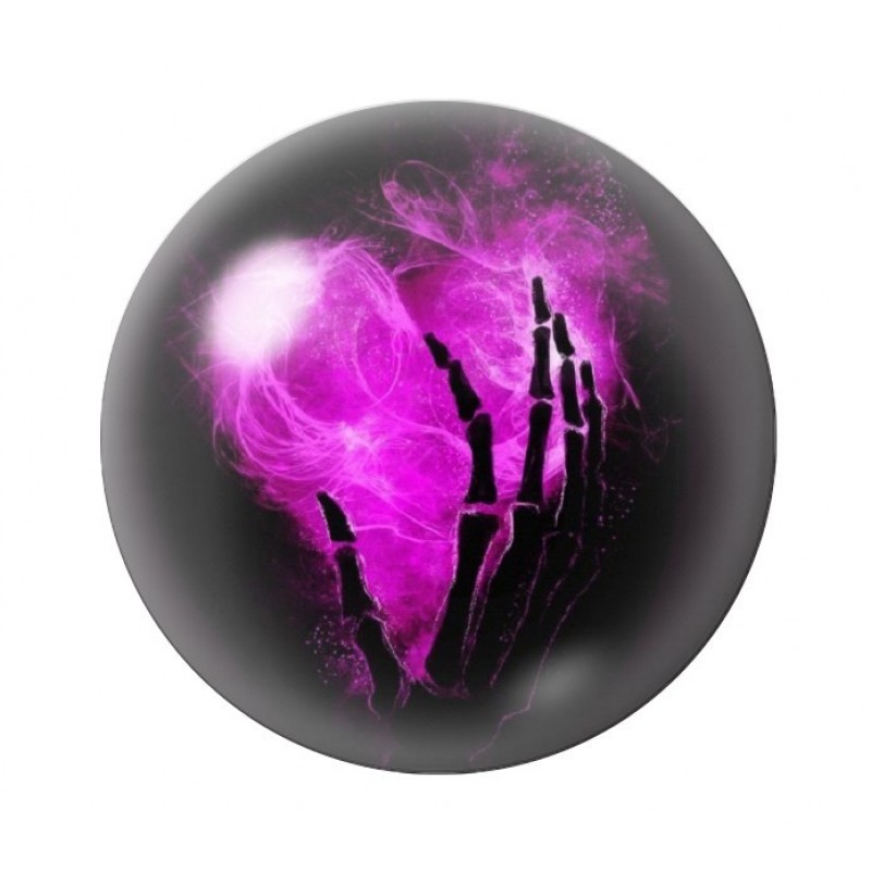 Cabochon en Verre Illustré Main Squelette Coeur Gothique 12 à 25mm