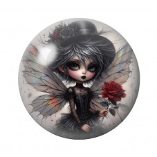 Cabochon en Verre Illustré Fée Gothique 12 à 25mm  pour la Création de Bijoux Fantaisie - DIY