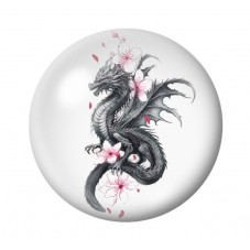 Cabochon en Verre Illustré Dragon Gothique 12 à 25mm  pour la Création de Bijoux Fantaisie - DIY