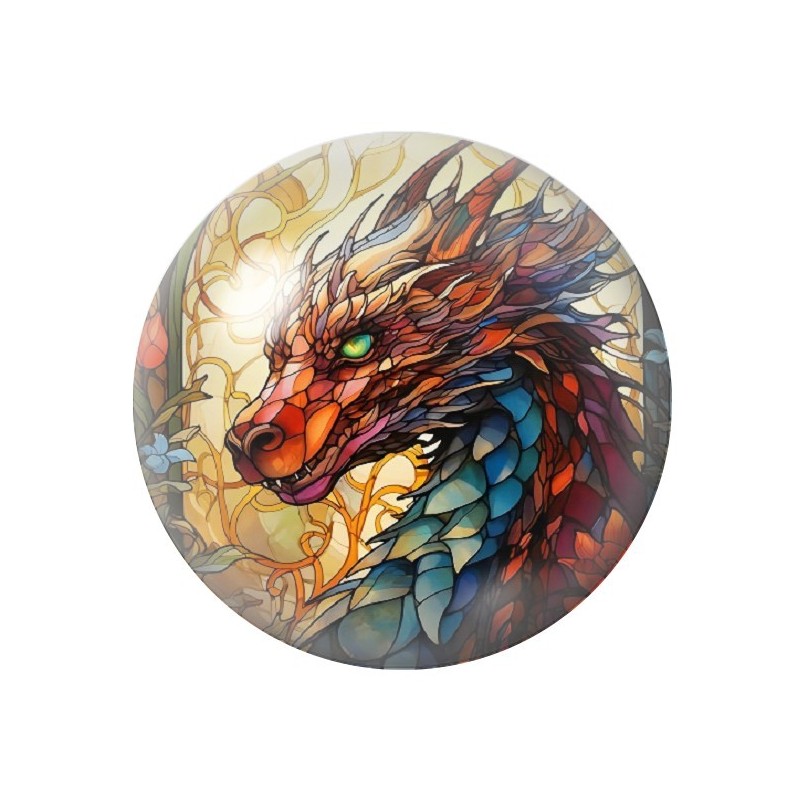 Cabochon en Verre Illustré Dragon Gothique 12 à 25mm