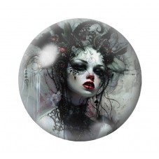 Cabochon en Verre Illustré Femme Gothique 12 à 25mm  pour la Création de Bijoux Fantaisie - DIY