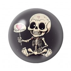 Cabochon en Verre Illustré Squelette Gothique 12 à 25mm  pour la Création de Bijoux Fantaisie - DIY