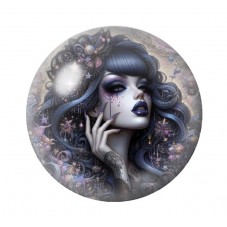 Cabochon en Verre Illustré Femme Gothique 12 à 25mm  pour la Création de Bijoux Fantaisie - DIY