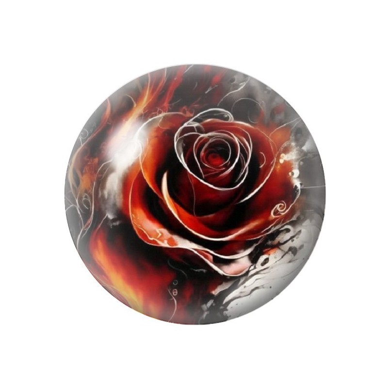 Cabochon en Verre Illustré Fleur Rose Gothique 12 à 25mm