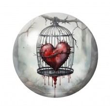 Cabochon en Verre Illustré Cage Coeur Gothique 12 à 25mm  pour la Création de Bijoux Fantaisie - DIY
