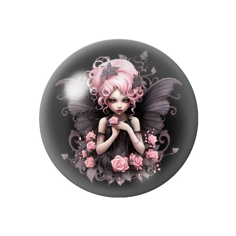 Cabochon en Verre Illustré Femme Gothique 12 à 25mm