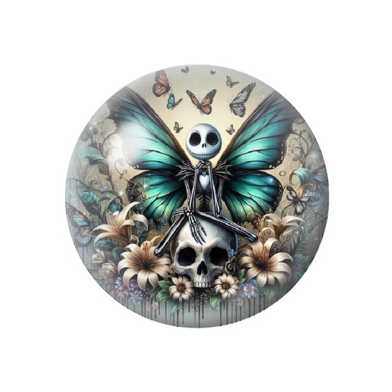Cabochon en Verre Illustré Jack Papillon Gothique 12 à 25mm