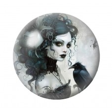 Cabochon en Verre Illustré Femme Corbeau Gothique 12 à 25mm  pour la Création de Bijoux Fantaisie - DIY