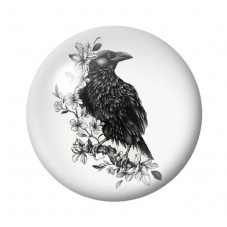 Cabochon en Verre Illustré Corbeau Gothique 12 à 25mm  pour la Création de Bijoux Fantaisie - DIY