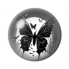 Cabochon en Verre Illustré Papillon Noir Gothique 12 à 25mm  pour la Création de Bijoux Fantaisie - DIY