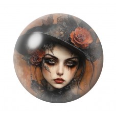 Cabochon en Verre Illustré Femme Gothique 12 à 25mm  pour la Création de Bijoux Fantaisie - DIY