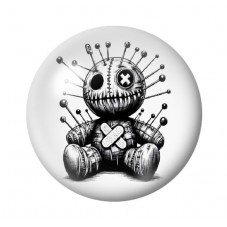 Cabochon en Verre Illustré Poupée Vaudou Gothique 12 à 25mm  pour la Création de Bijoux Fantaisie - DIY