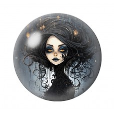 Cabochon en Verre Illustré Femme Gothique 12 à 25mm  pour la Création de Bijoux Fantaisie - DIY