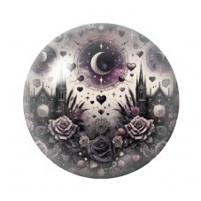 Cabochon en Verre Illustré Lune Gothique 12 à 25mm  pour la Création de Bijoux Fantaisie - DIY