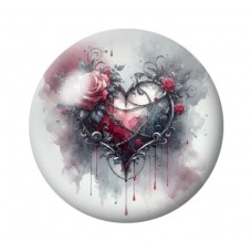 Cabochon en Verre Illustré Coeur Gothique 12 à 25mm  pour la Création de Bijoux Fantaisie - DIY