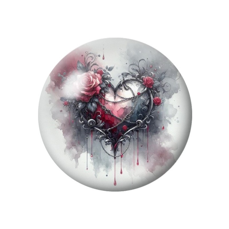 Cabochon en Verre Illustré Coeur Gothique 12 à 25mm