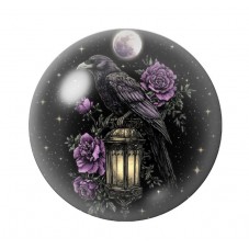 Cabochon en Verre Illustré Corbeau Réverbère Gothique 12 à 25mm  pour la Création de Bijoux Fantaisie - DIY