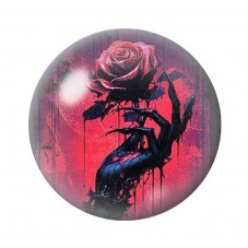 Cabochon en Verre Illustré Main Démon Rose Rouge Gothique 12 à 25mm  pour la Création de Bijoux Fantaisie - DIY