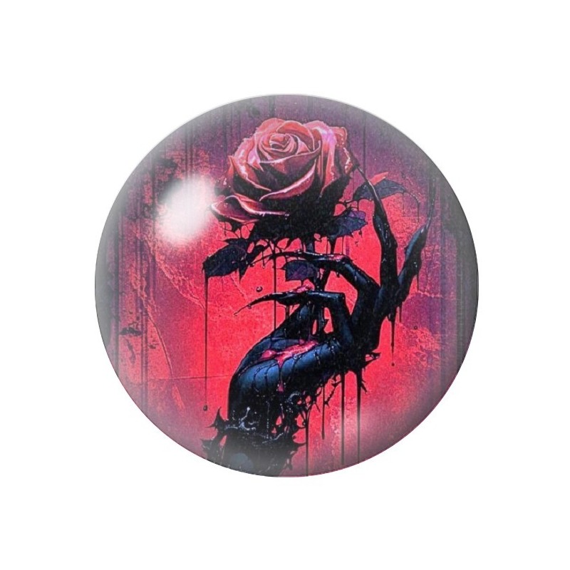 Cabochon en Verre Illustré Main Démon Rose Rouge Gothique 12 à 25mm
