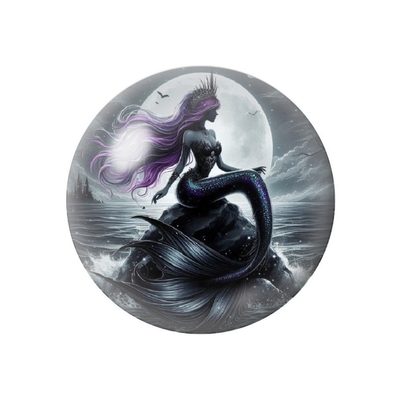 Cabochon en Verre Illustré Sirène Gothique 12 à 25mm