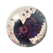 Cabochon en Verre Illustré Corbeau Gothique 12 à 25mm  pour la Création de Bijoux Fantaisie - DIY