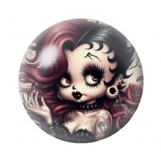 Cabochon en Verre Illustré Betty Boop Gothique 12 à 25mm  pour la Création de Bijoux Fantaisie - DIY
