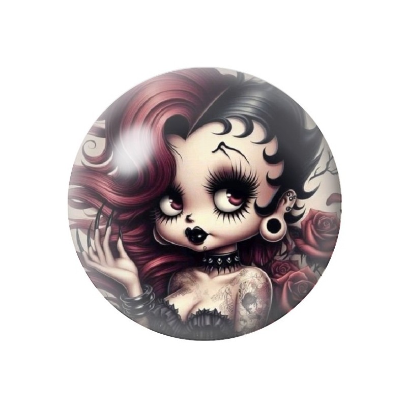 Cabochon en Verre Illustré Betty Boop Gothique 12 à 25mm