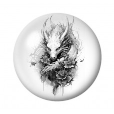 Cabochon en Verre Illustré Dragon Gothique 12 à 25mm  pour la Création de Bijoux Fantaisie - DIY