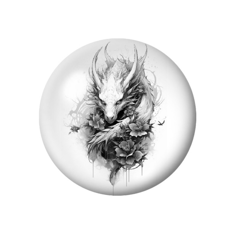 Cabochon en Verre Illustré Dragon Gothique 12 à 25mm