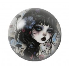 Cabochon en Verre Illustré Femme Gothique 12 à 25mm  pour la Création de Bijoux Fantaisie - DIY