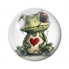 Cabochon en Verre Illustré Grenouille Coeur Gothique 12 à 25mm  pour la Création de Bijoux Fantaisie - DIY