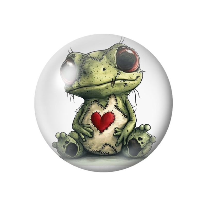 Cabochon en Verre Illustré Grenouille Coeur Gothique 12 à 25mm