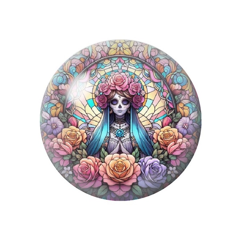 Cabochon en Verre Illustré Calavera Gothique 12 à 25mm
