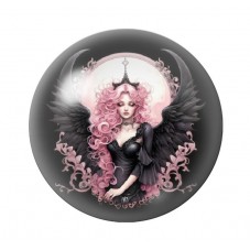 Cabochon en Verre Illustré Femme Ange Noir Gothique 12 à 25mm  pour la Création de Bijoux Fantaisie - DIY