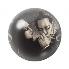 Cabochon en Verre Illustré Morticia et Gomez Gothique 12 à 25mm  pour la Création de Bijoux Fantaisie - DIY