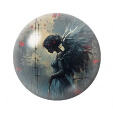 Cabochon en Verre Illustré Femme Ange Gothique 12 à 25mm  pour la Création de Bijoux Fantaisie - DIY