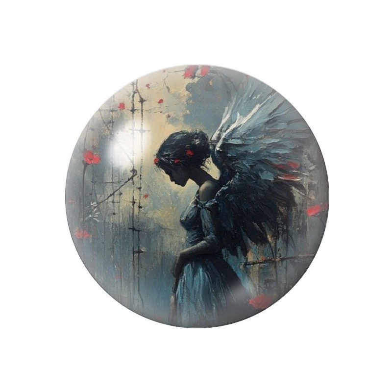 Cabochon en Verre Illustré Femme Ange Gothique 12 à 25mm