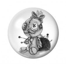 Cabochon en Verre Illustré Poupée Vaudou Gothique 12 à 25mm  pour la Création de Bijoux Fantaisie - DIY
