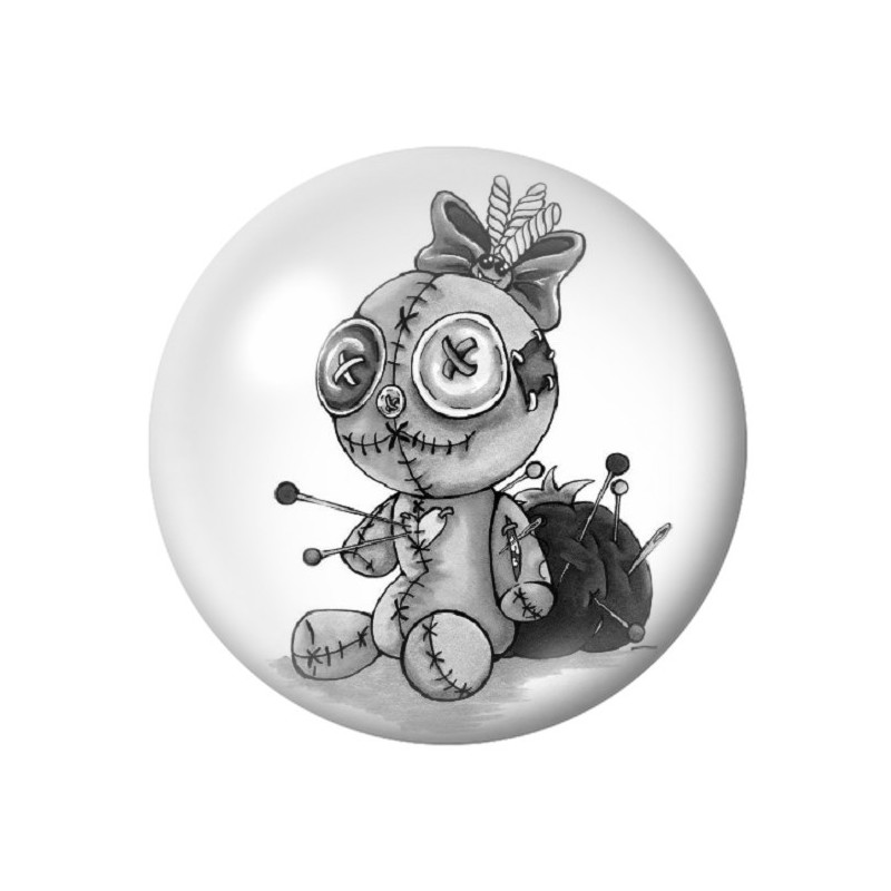 Cabochon en Verre Illustré Poupée Vaudou Gothique 12 à 25mm