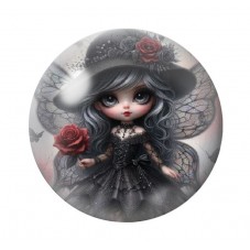 Cabochon en Verre Illustré Fée Gothique 12 à 25mm  pour la Création de Bijoux Fantaisie - DIY