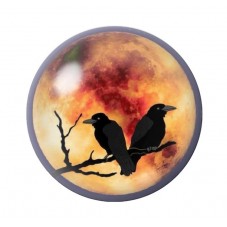 Cabochon en Verre Illustré Corbeau Gothique 12 à 25mm  pour la Création de Bijoux Fantaisie - DIY