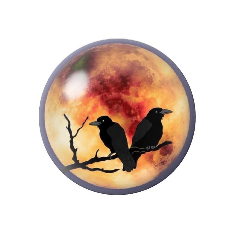 Cabochon en Verre Illustré Corbeau Gothique 12 à 25mm