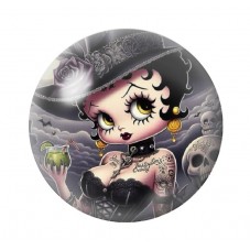 Cabochon en Verre Illustré Betty Boop Gothique 12 à 25mm  pour la Création de Bijoux Fantaisie - DIY