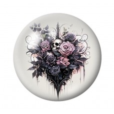 Cabochon en Verre Illustré Coeur Tête de Mort Gothique 12 à 25mm  pour la Création de Bijoux Fantaisie - DIY